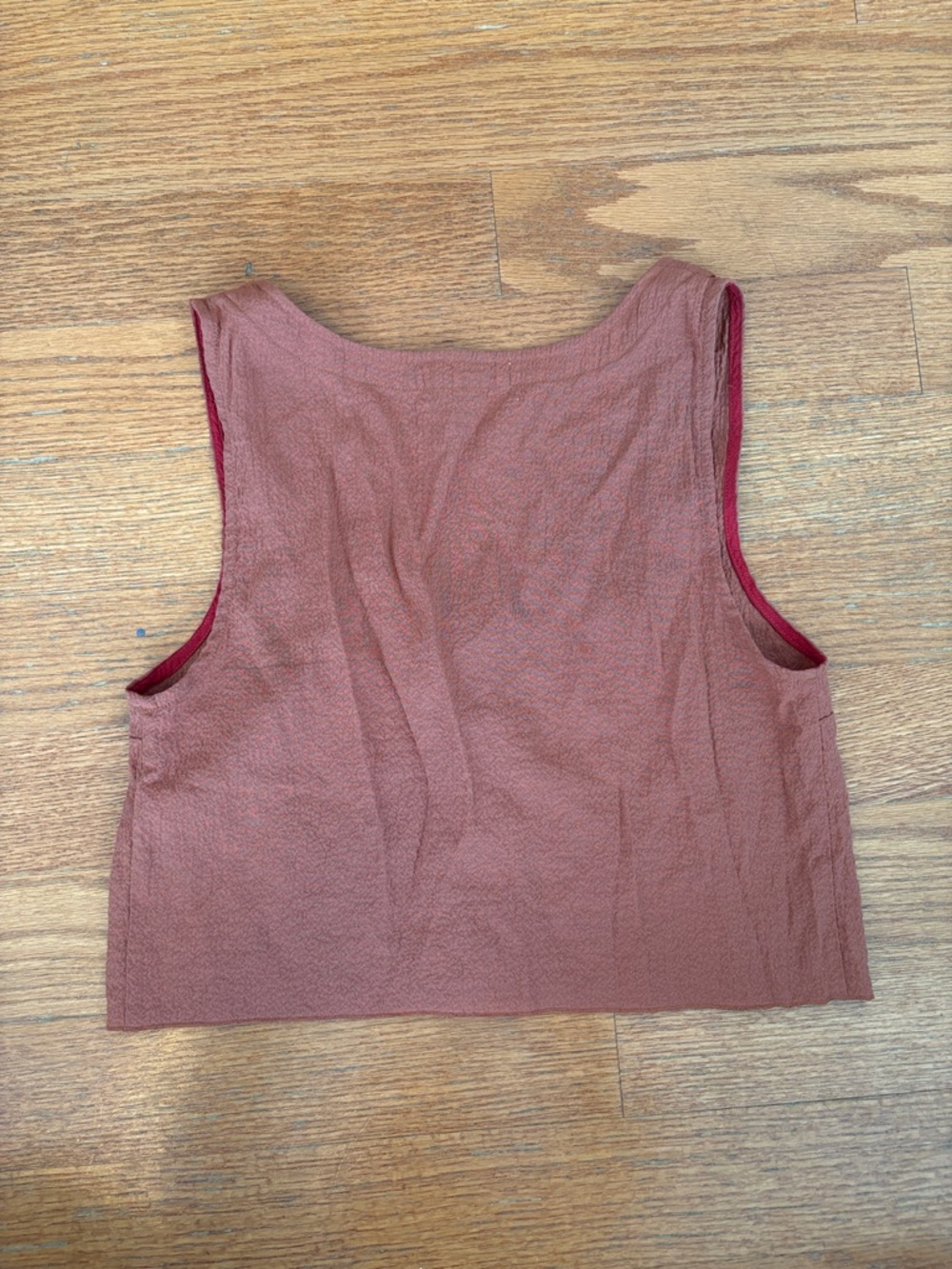 Urban Outfitters Rust-Brown Textured Button Crop Top - Picture 3 of 4